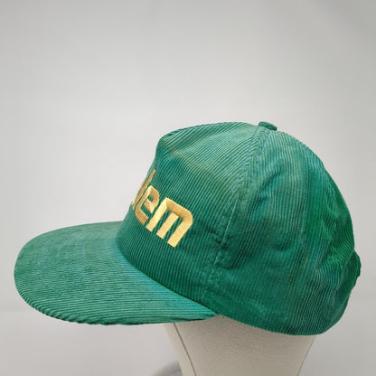 Salem Snapback Hat Green One Size Adjustable Embroidered Corduroy Gold Medal