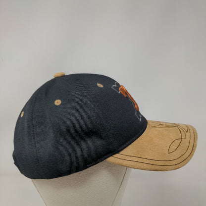 Embroidered TX Texas Strapback Hat Black Tan OSFA Adjustable Acrylic