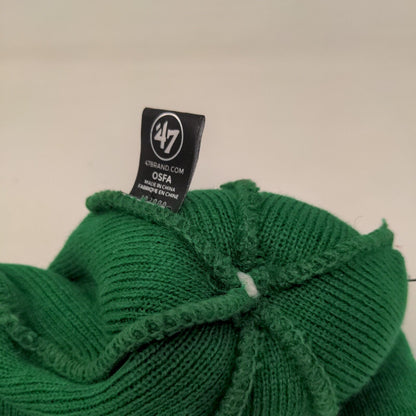 '47 Brand Men's Knit Beanie Hat Cap Green White Striped Embroidered Black Cat