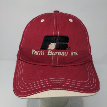 Farm Bureau Ins. Strapback Hat Red OSFA Embroidered Solid Richardson