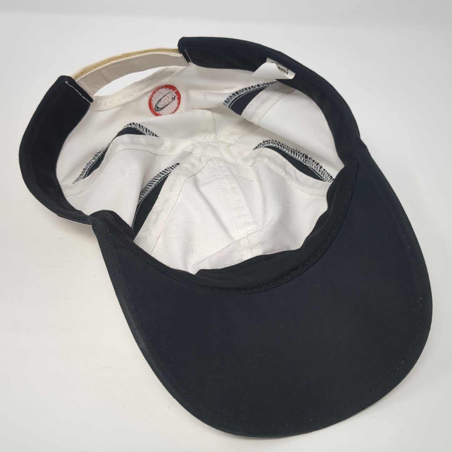 Gamma Strapback Hat White One Size Adjustable Embroidered Black Trim