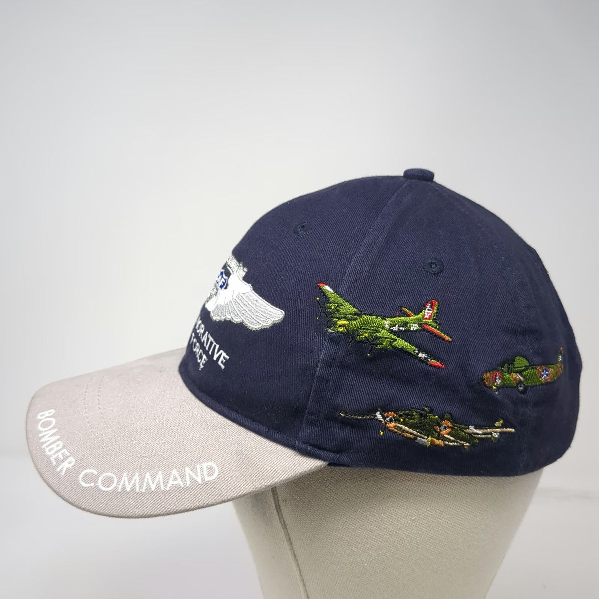 Blue Baseball Cap One Size Commemorative Air Force Bomber Command Planes Hat