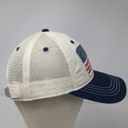 Baseball Cap White Blue Red One Size American Flag Patch Mesh Back Slideback Hat