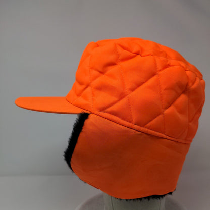 Unbranded Quilted Trapper Hat Orange XL Faux Fur Lined Ear Flap