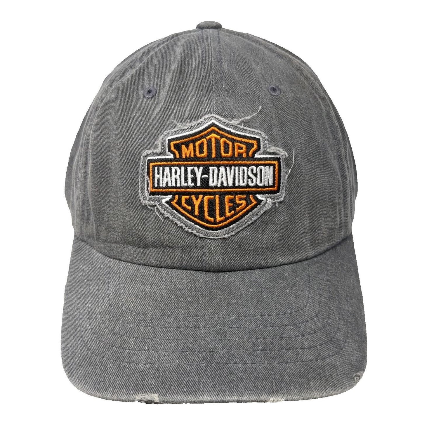 Harley-Davidson Gray Baseball Cap One Size Shield Patch Slideback Adjustable Hat