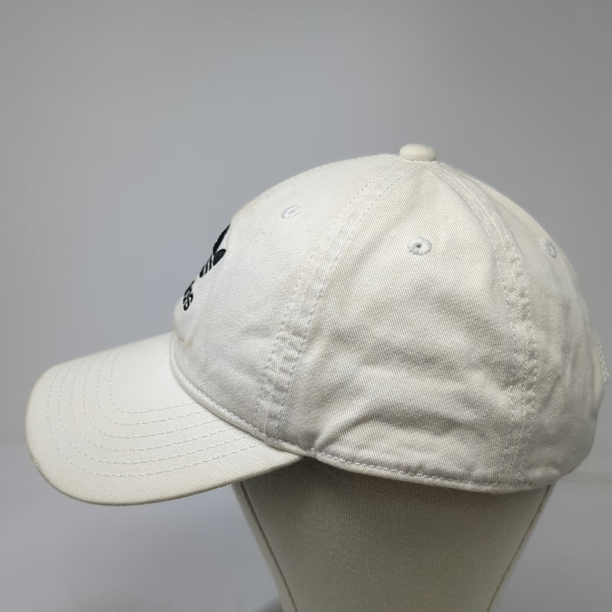 Adidas Trefoil Logo Baseball Cap White One Size Slideback Cotton Pinstripe Hat