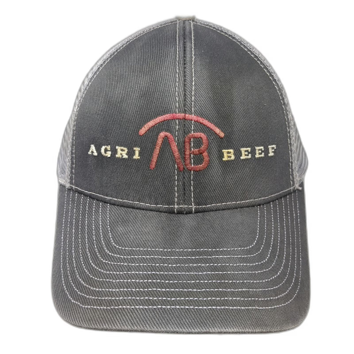 Agri Beef Baseball Cap Gray One Size Mesh Back Strapback Contrast Stitch Hat