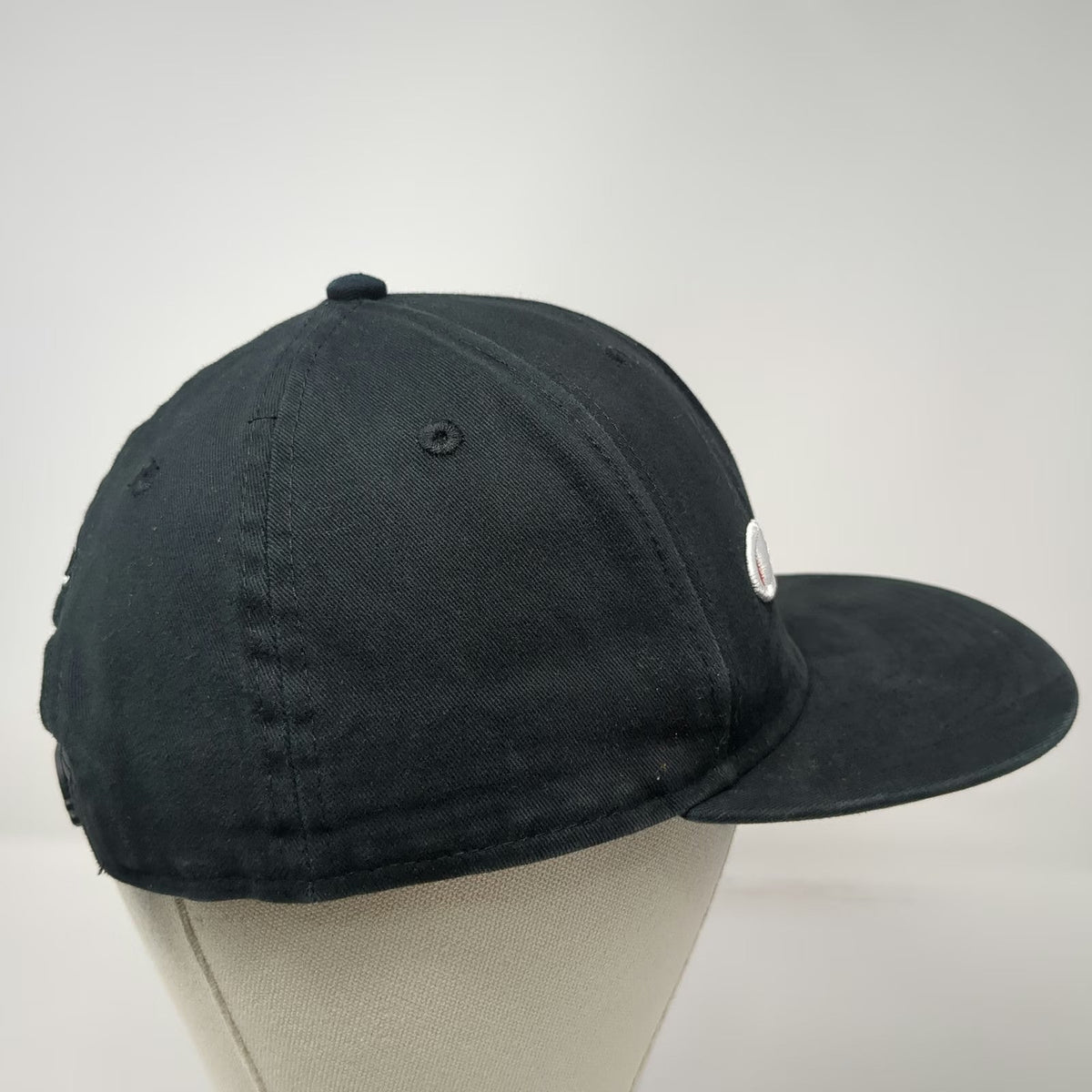 Champion Snapback Black One Size Embroidered Script Logo Flat Brim Cotton Hat