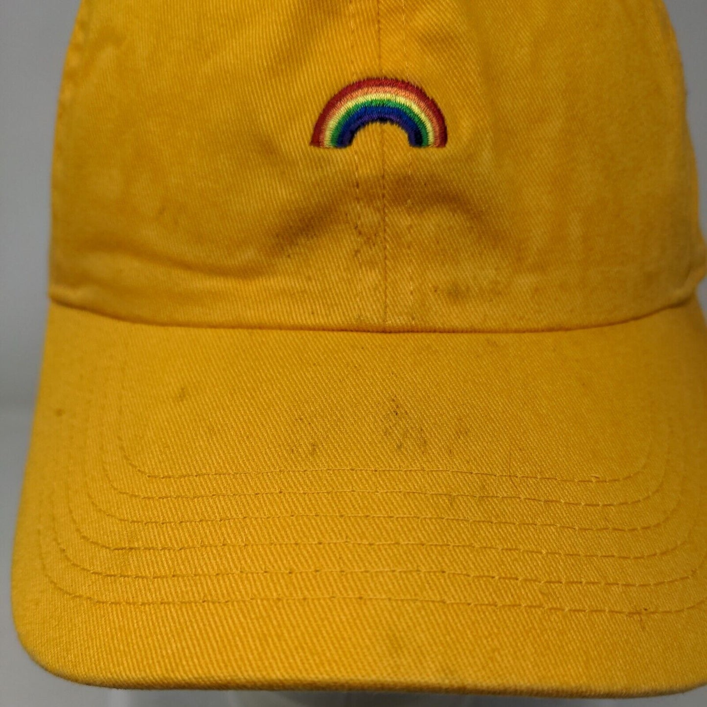 Rainbow Slideback Hat Yellow OSFA Adjustable Embroidered Newhattan Cotton