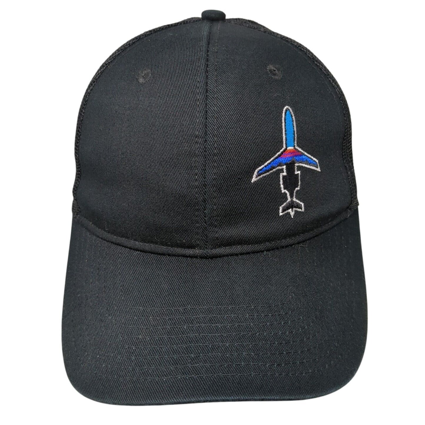 Port Authority Snapback Mesh Back Trucker Hat Black One Size Embroidered