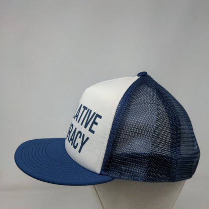 Superlative Conspiracy Snapback Trucker Hat Blue OSFM Mesh Back WeSC