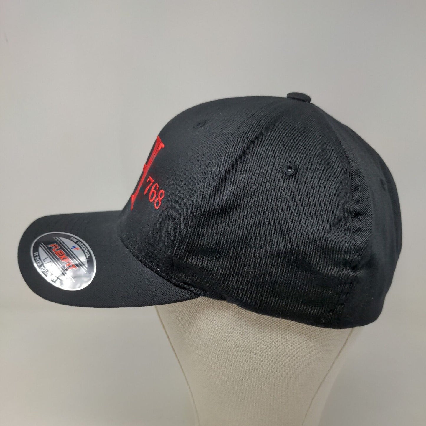 Port Authority Men's Fitted Hat Black Size L/XL Embroidered H Logo Poly Blend