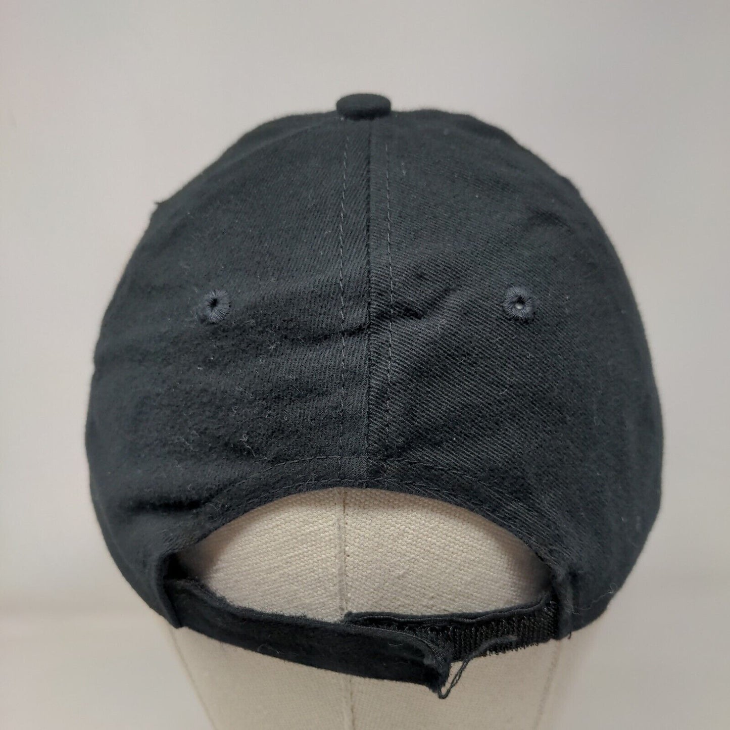 Gnarly Head Strapback Hat Black OSFM Adjustable Embroidered Vented Holes 6 Panel