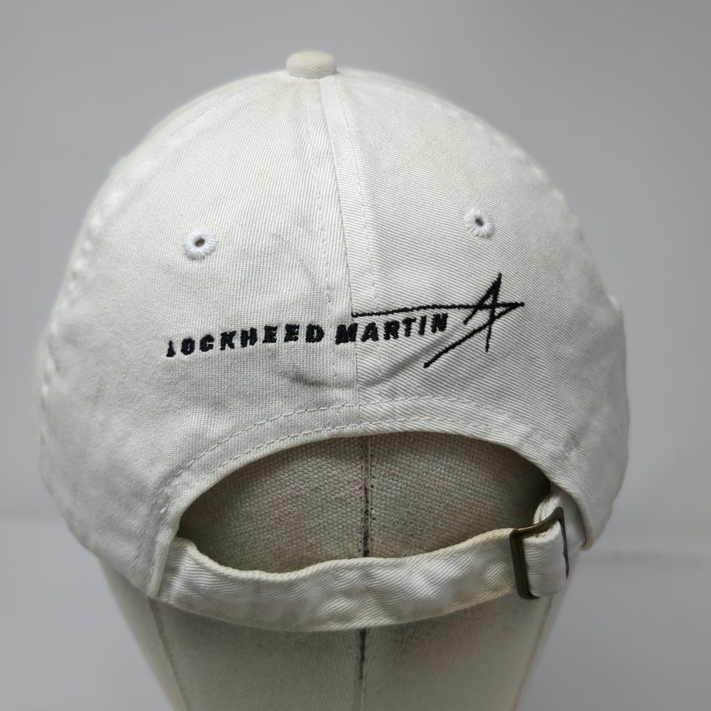 IBEX Baseball Cap White One Size Lockheed Martin IAMD Logo Cotton Slideback Hat