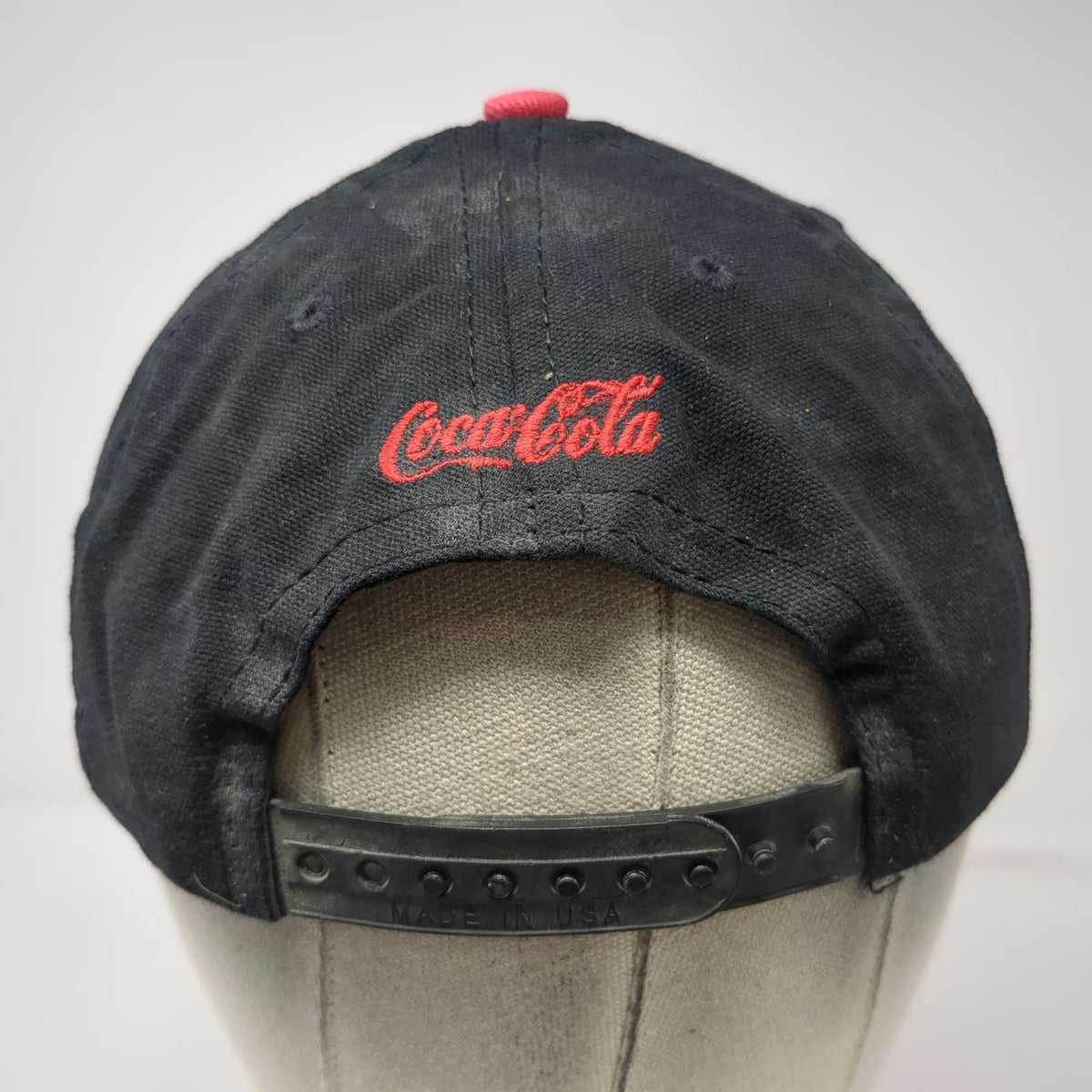 Black Snapback Hat One Size Red Hot Summer Coca-Cola Logo Cotton Made in USA