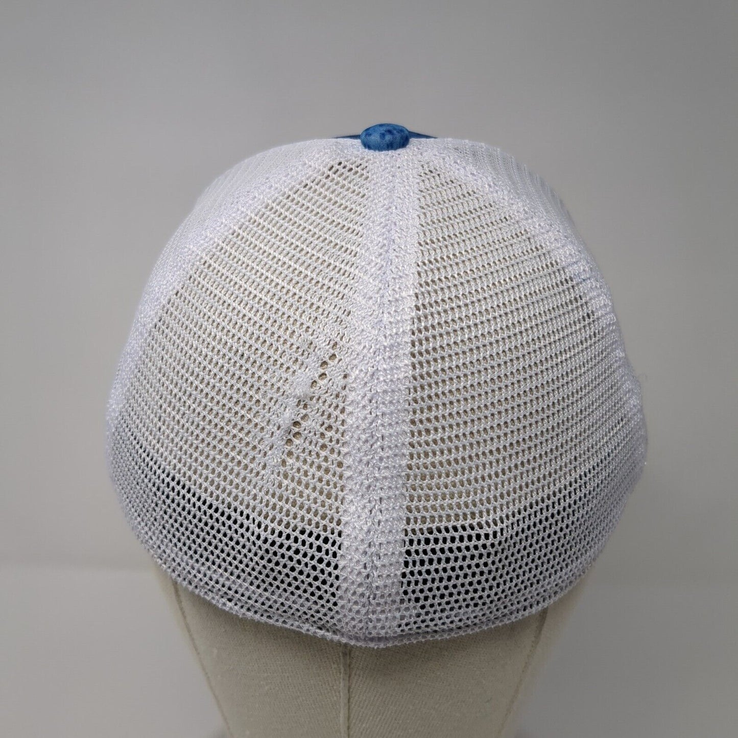 Realtree Fishing Fitted Trucker Hat Blue S/M Embroidered Mesh Back Outdoor Cap