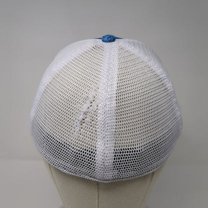 Realtree Fishing Fitted Trucker Hat Blue S/M Embroidered Mesh Back Outdoor Cap