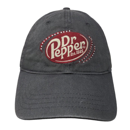 Dr Pepper Est. 1885 Strapback Hat Gray One Size Embroidered Rhinestone Cotton