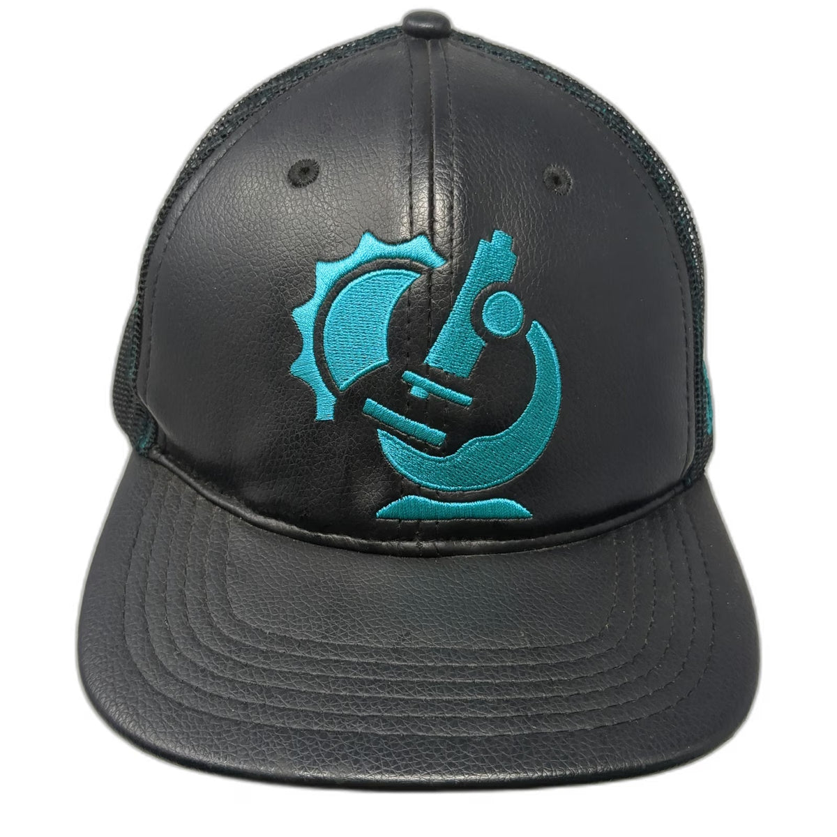Dirty Arm Farm Trucker Hat Black One Size Blue Microscope Logo Mesh Snapback