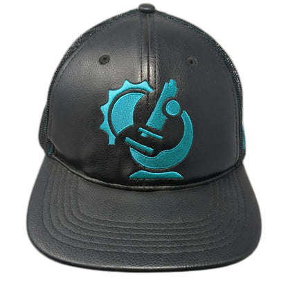 Dirty Arm Farm Trucker Hat Black One Size Blue Microscope Logo Mesh Snapback
