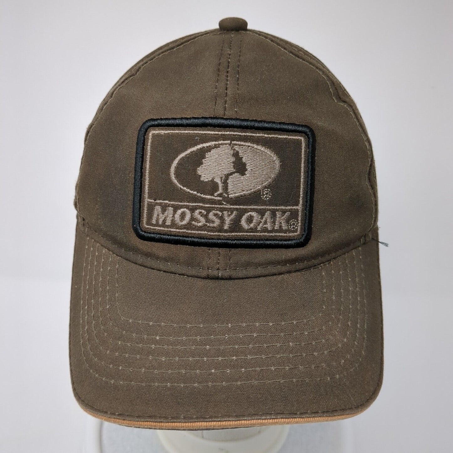 Mossy Oak Strapback Hat Brown One Size Adjustable Embroidered Outdoor Cap