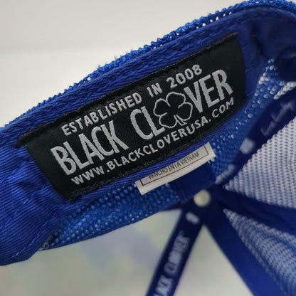 Black Clover Trucker Hat Blue One Size Live Lucky Tie Dye Sky Print Clover Mesh