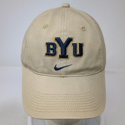 BYU Cougars NCAA Nike Hat Beige Blue Gold OSFM Underbrim Slideback Embroidered