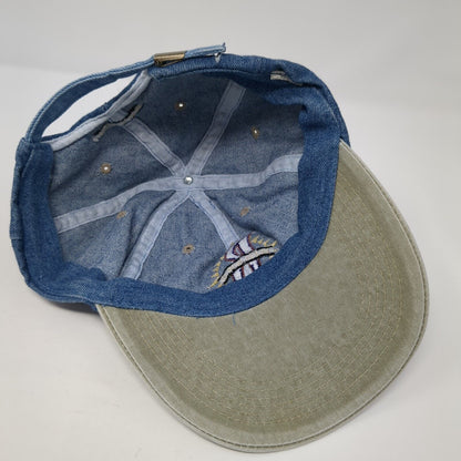 Riders Slideback Hat Blue One Size Adjustable Colorblock Denim 6 Panel