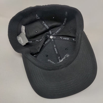PUMA Fitted Hat Black L/XL Lightweight Embroidered Vented Holes 6 Panel