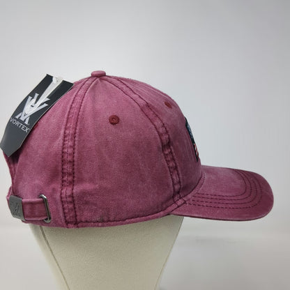 Vortex Baseball Cap Red One Size American Flag Patch Logo Buckle Strapback Hat