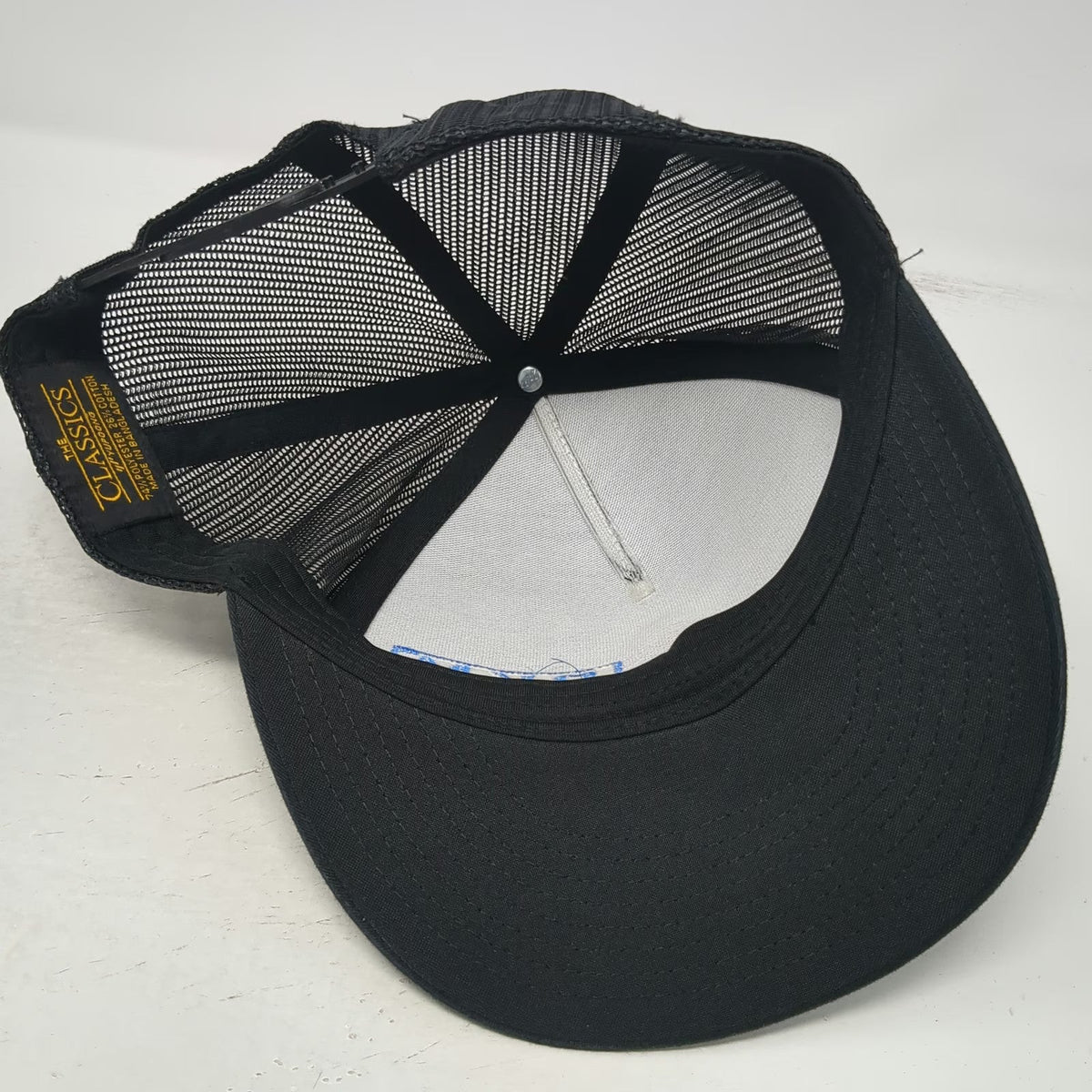 Yupoong Trucker Hat Black Blue One Size BKM Services Mesh Snapback Flat Brim