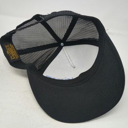 Yupoong Trucker Hat Black Blue One Size BKM Services Mesh Snapback Flat Brim
