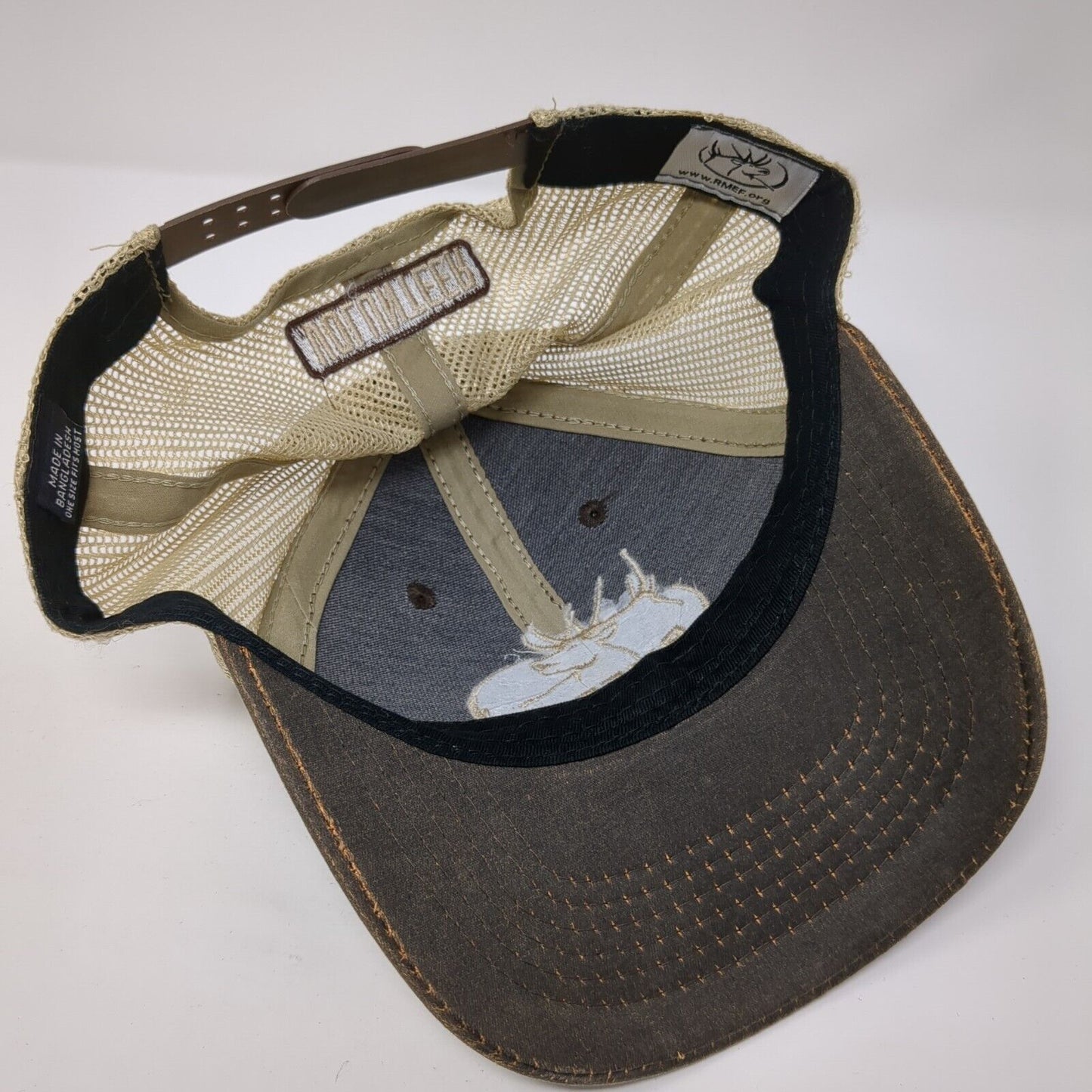 RMEF Volunteer Snapback Trucker Hat Brown One Size Adjustable Mesh Back
