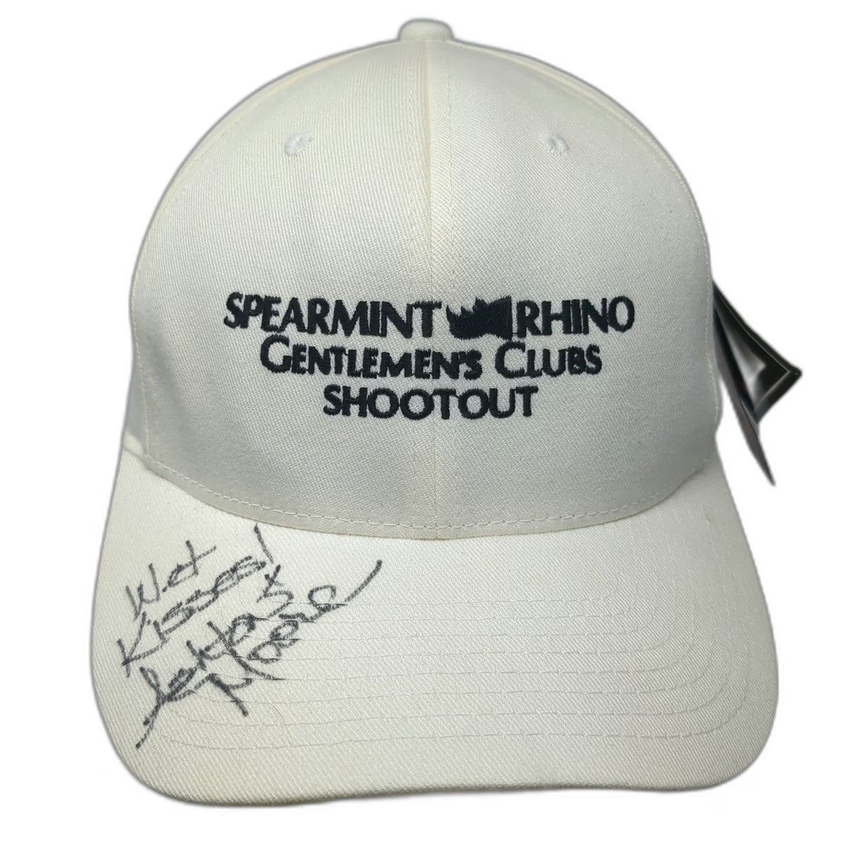 Flexfit Spearmint Rhino Gentlemen's Clubs 2006 Signed White XL Cap Hat Vintage