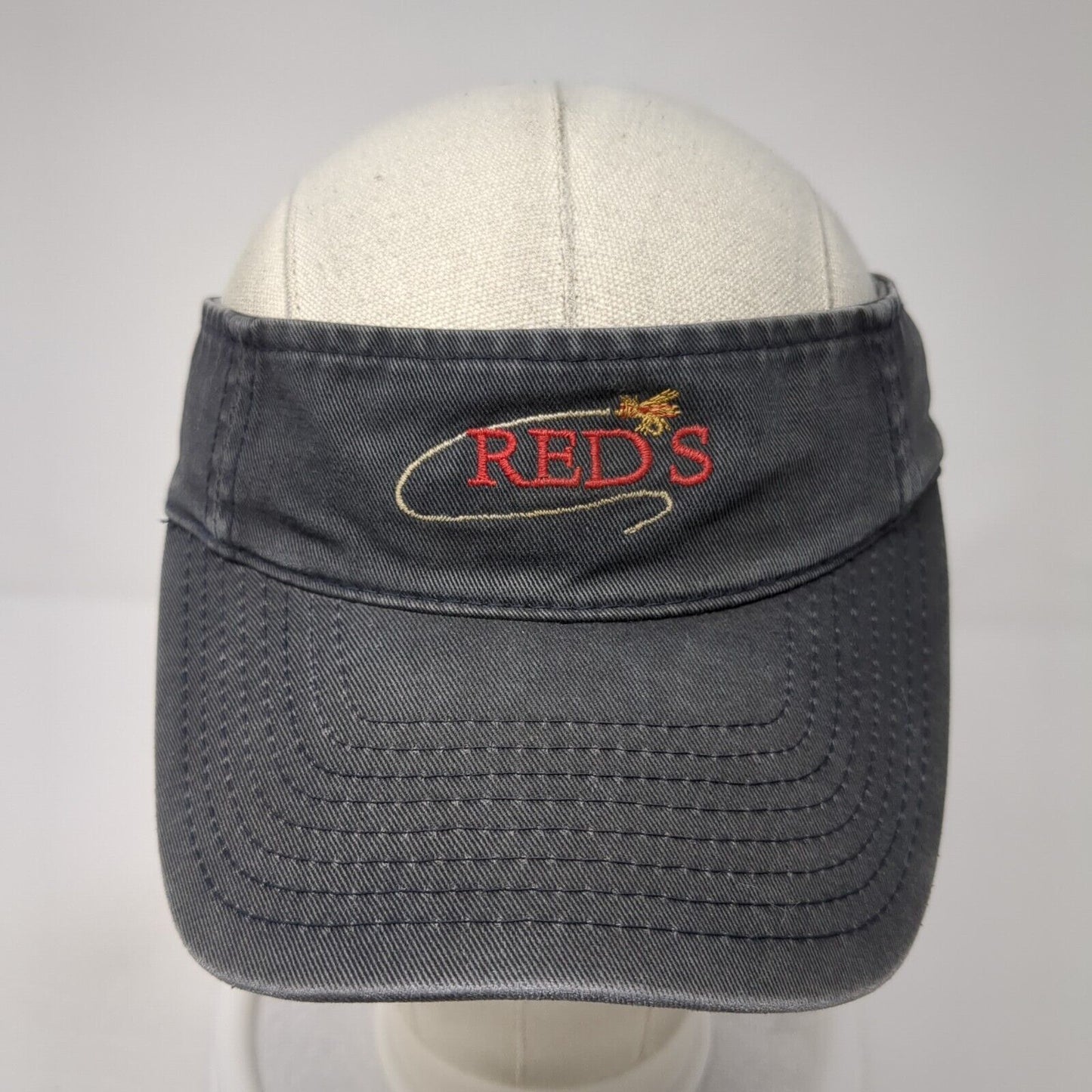 REDS Sun Visor Hat Black OS Adjustable Embroidered Port Authority Signature