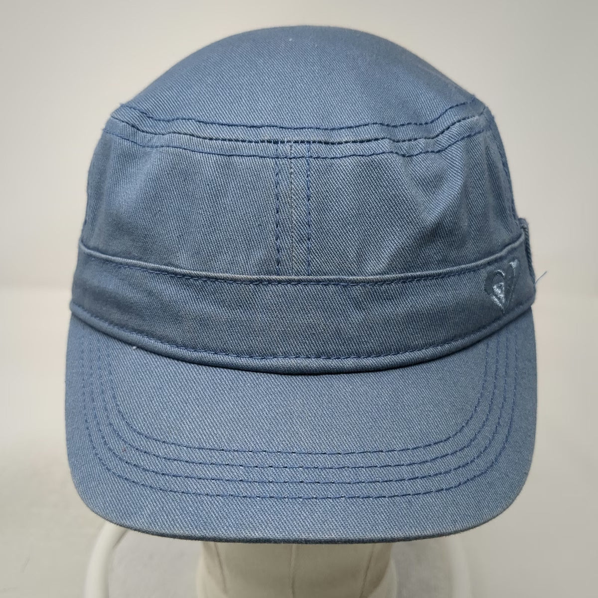 Roxy Army Cap Blue One Size Adjustable Slideback Cotton Heart Logo Cadet Hat