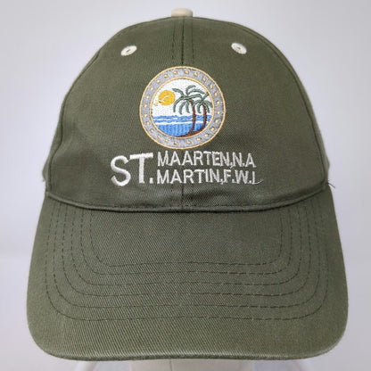 Green Baseball Cap One Size St. Maarten Martin Tropical Palm Tree Strapback Hat