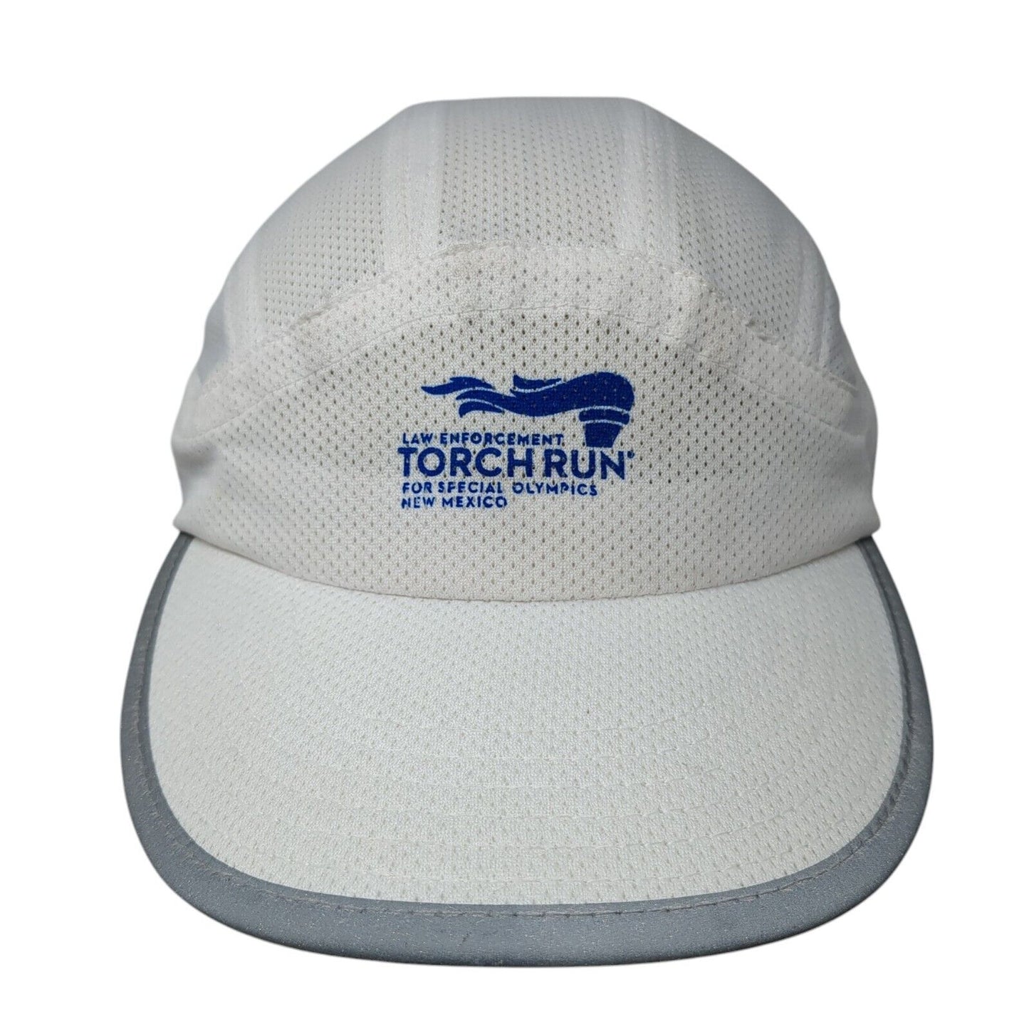 Law Enforcement Torch Run Strapback Hat White One Size Adjustable Mesh