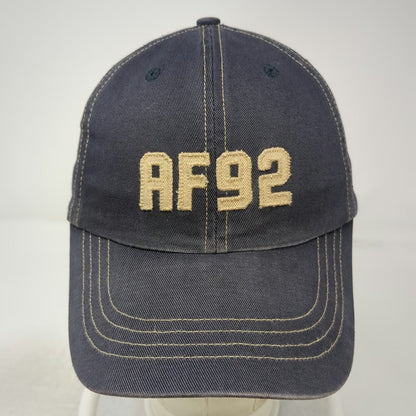 Abercrombie & Fitch Baseball Cap Blue AF92 Leather Strap Stitch Hat Vintage