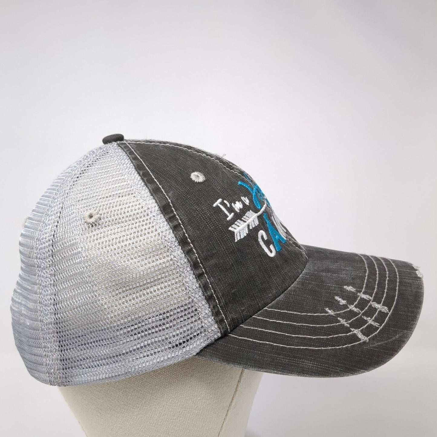 I'm A Happy Camper Strapback Trucker Hat Gray One Size Mesh Back HG