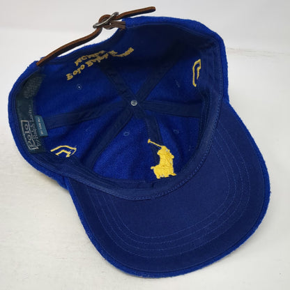Polo Ralph Lauren Baseball Cap Blue One Size Wool Big Pony Yellow Logo Hat