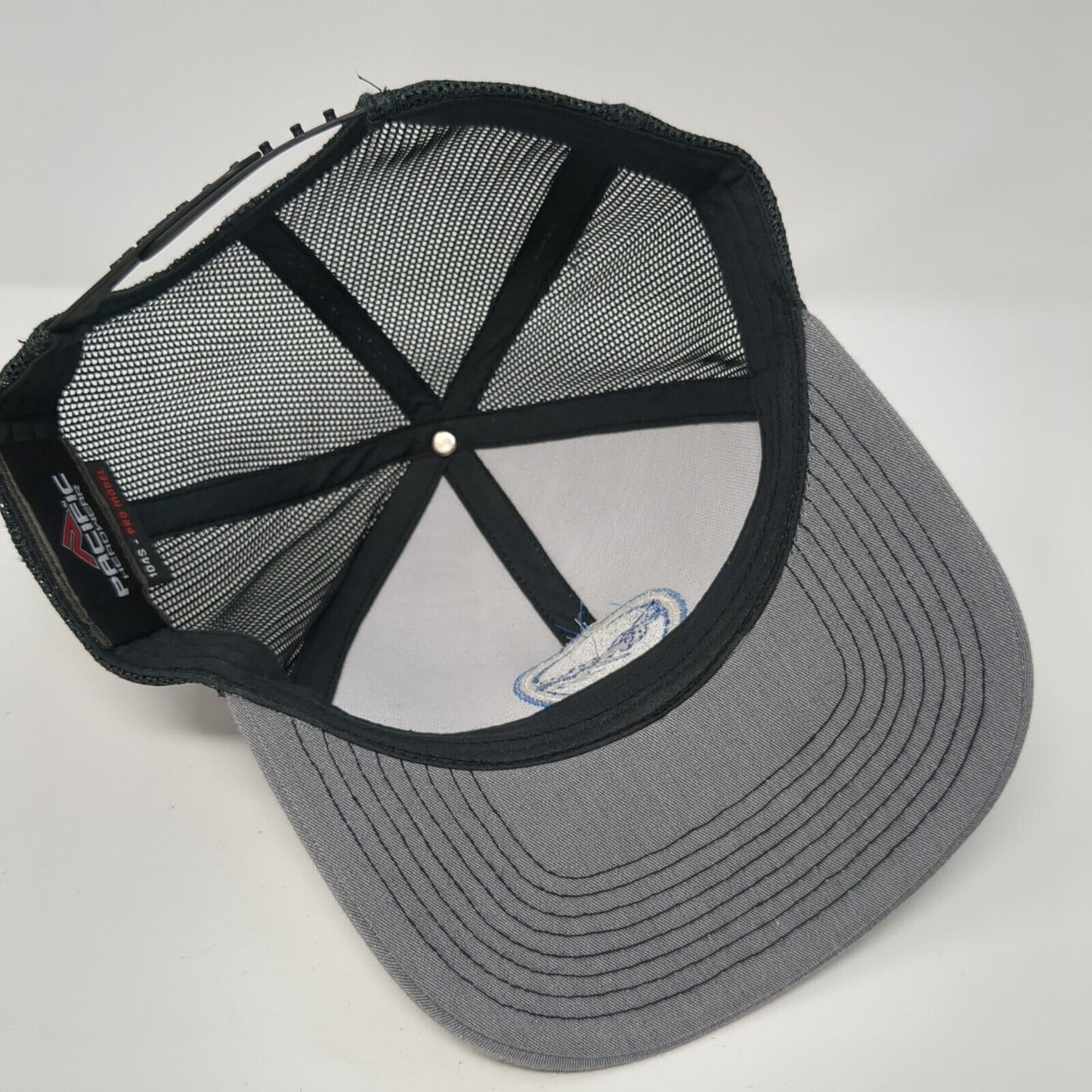 Pacific Headwear Snapback Mesh Back Trucker Hat Gray One Size Embroidered