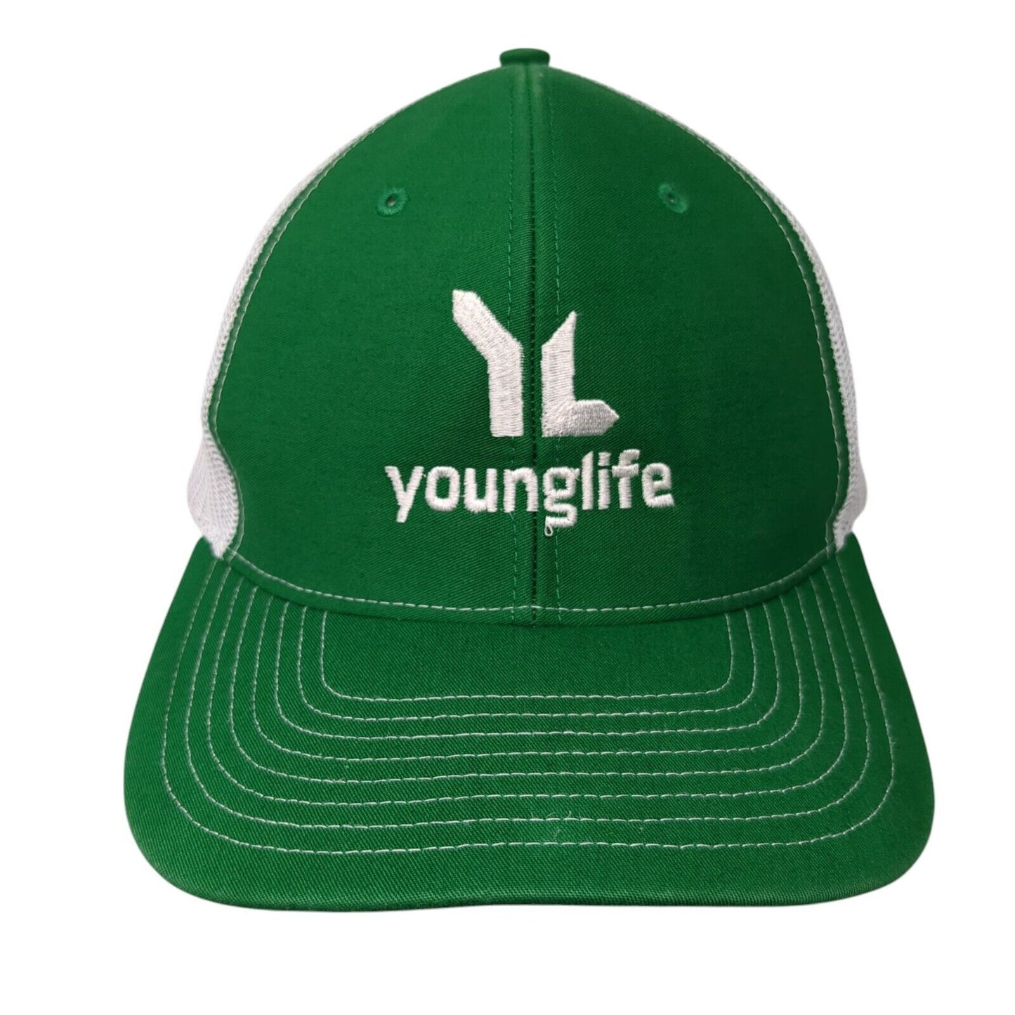 Younglife Snapback Trucker Hat Green OSFA Adjustable Mesh Back Richardson