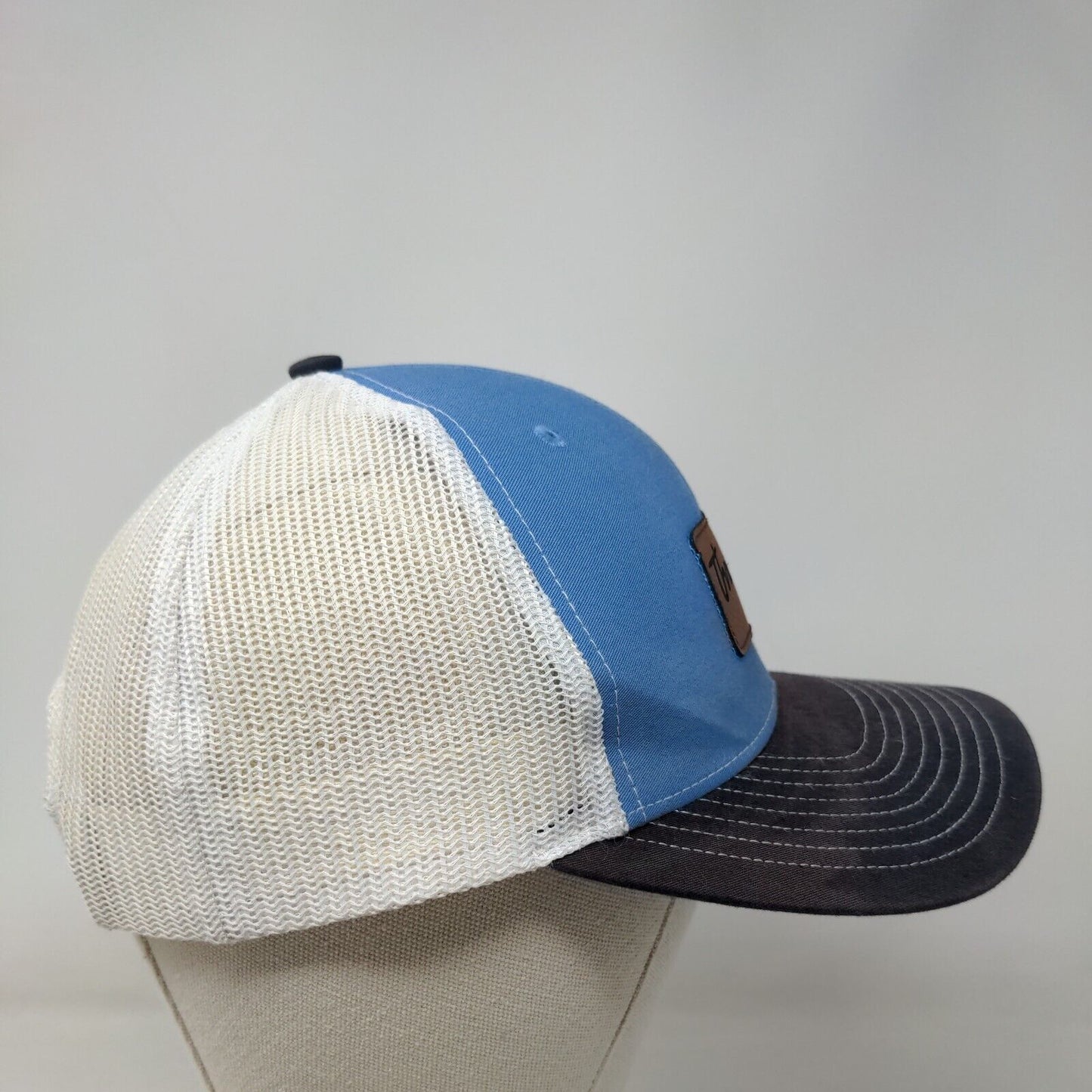 Three Pines Snapback Mesh Back Trucker Hat Multi One Size Leather Patch