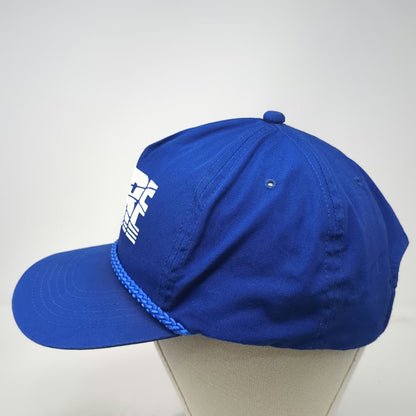 Headmaster 5 Panel Blue One Size Hat Rope Brim AIRE Graphic Logo Adjustable Cap