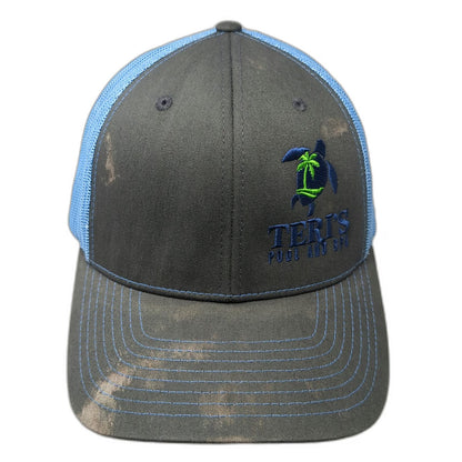 Richardson Trucker Hat Gray Blue One Size Mesh Back Snapback Pool And Spa Hat