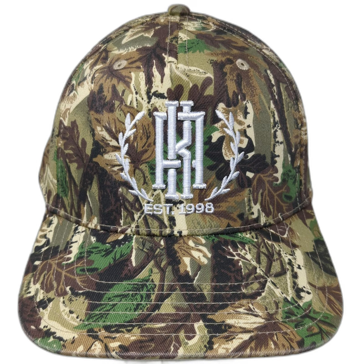 Otto Baseball Cap Green Camo One Size Embroidered Laurel Wreath Leaf Hat 1998