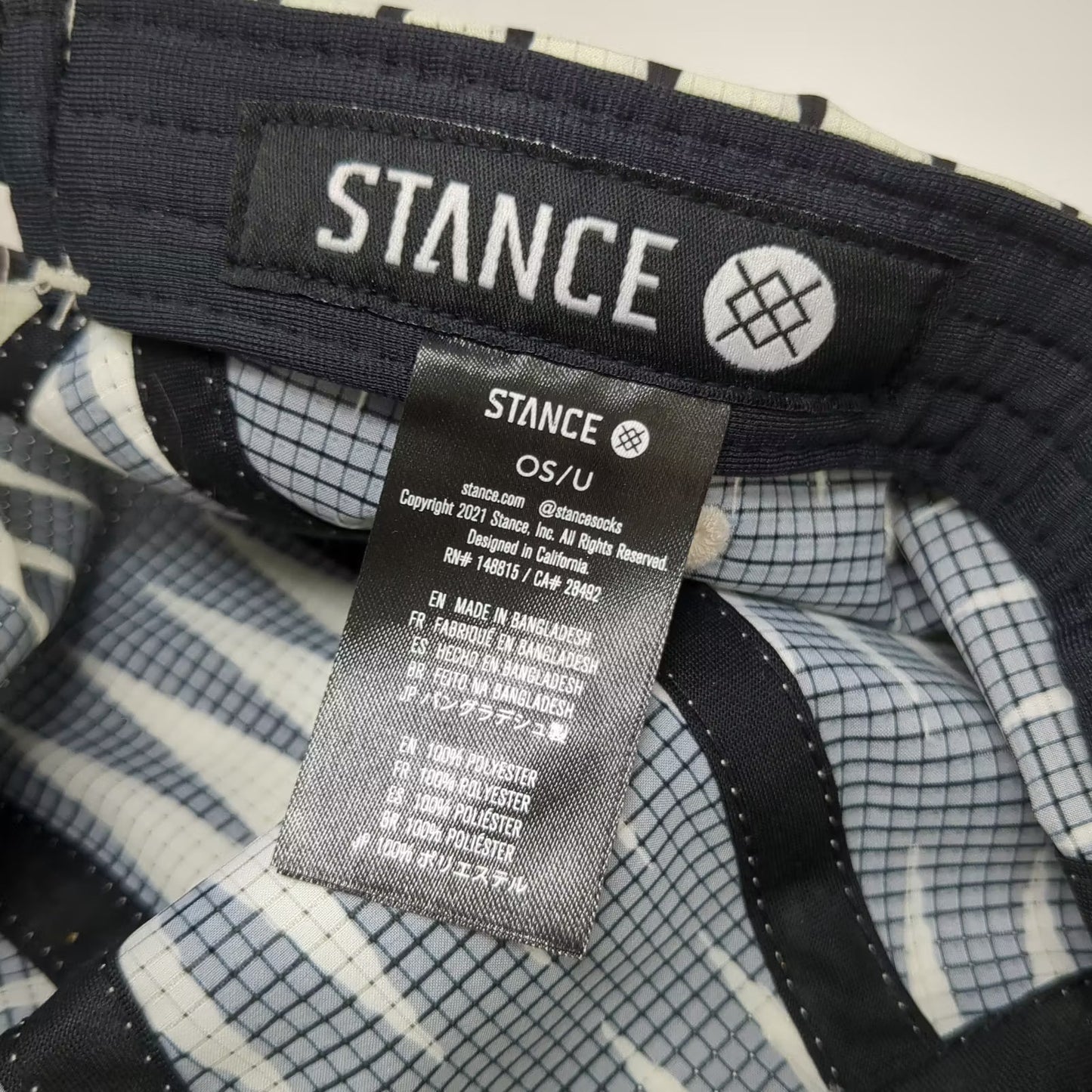 Stance 5 Panel Black White Zigzag Pattern Hat One Size OS Adjustable Strap