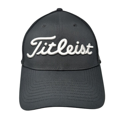 Titleist Fitted Mesh Back Hat Black M/L Embroidered Solid Vent Holes
