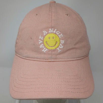 American Eagle Baseball Cap Pink One Size Smiley Face Have a Nice Day Cotton Hat